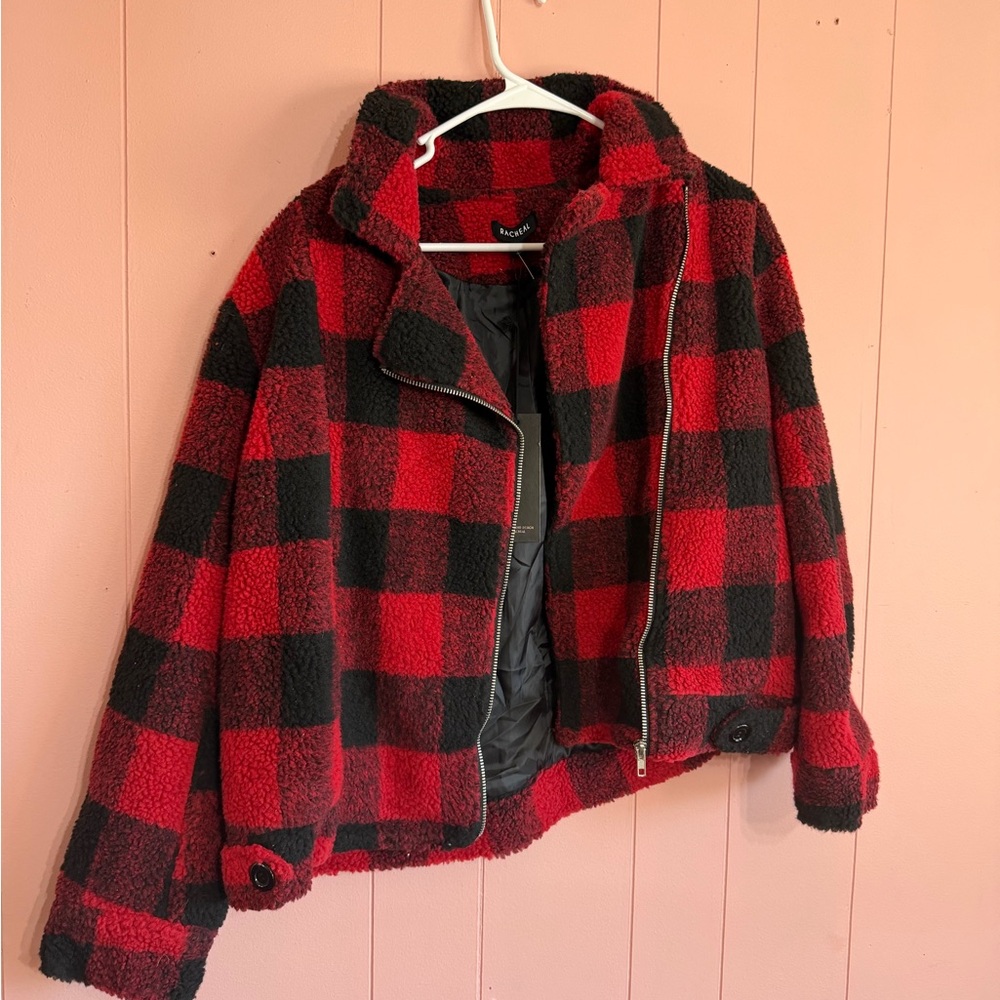 Rachel Red and Black Checkered Coat